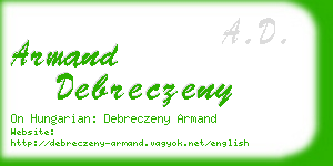 armand debreczeny business card